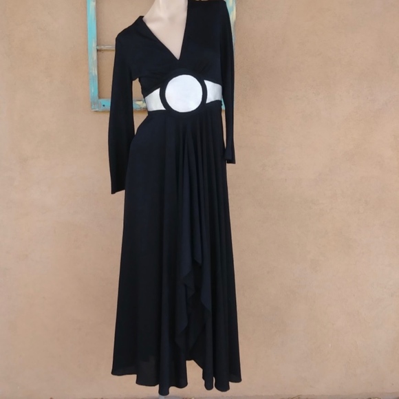 1970s Mr Boots Space Age Maxi Dress Sz US 4 - Picture 1 of 7